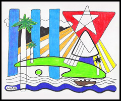 Flag Island Abstract1 by Brother Stephen Puichi Galban - Havana, Cuba
